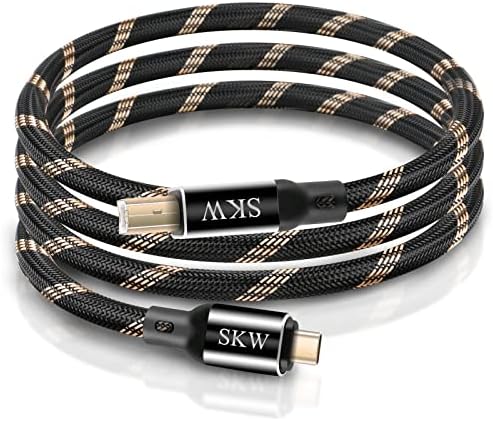 SKW Audiophiles USB מדפסת סוג כבל C / USB C ל- USB B כבל במהירות גבוהה 3.2ft / 1m
