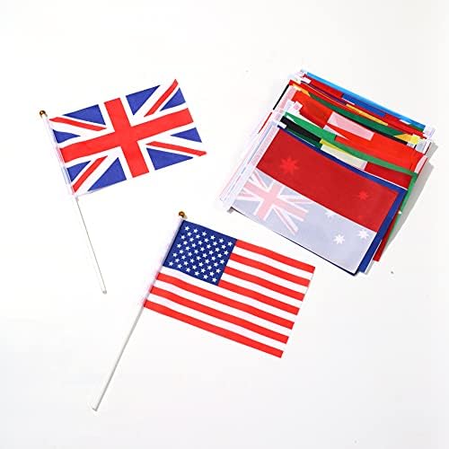 100 מדינות דגלים, מדינה בינלאומית מקל דגל קטן מיני יד כף עגול למעלה על מקל,מדינות העולם על כל יבשת דגל, גביע העולם