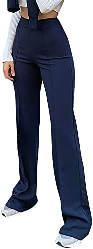 מכנסי טרניעה של אתקיה פלוס גודל נשים אופנה מכנסי עבודה מזדמנים בצבע אחיד המותניים הגבוהים מכנסיים מכנסיים