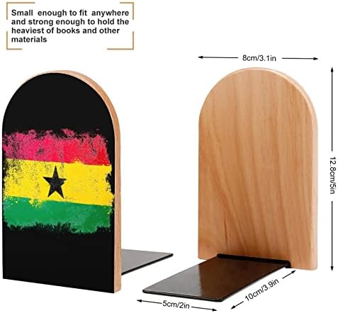 גראנג ' דגל גאנה עץ תומכי ספרים ללא החלקה ספר עומד ספר בעל ספר מסתיים תומך מדף ספרים מדפי דקור 1 זוג