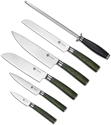 משושה 6 חתיכה חיוני מטבח סכין סט מלא טאנג יפני דמשק נירוסטה סכין עם פקקווד ידית - מגיע עם כל מטרה שף של סכין,