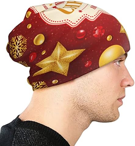 חג המולד כוכבים נשים מקרית כפת כובעים, פתית שלג למבוגרים חסר שולים כובעי בחוץ,סרוג כובע למסיבה, 1 יחידות