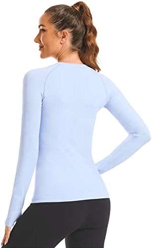חולצות אימון של Stelle נשים חלקות שרוול ארוך חלקות צמרות יוגה עם חורי אגודל לריצות ספורט נושם אתלטי