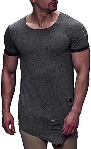גברים חולצת טריקו שרירים קפלים שרוול ראגלן פיתוח גוף כושר כושר טי טי שרוול קצר אימון אימון חולצות