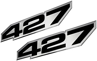 VMS Racing 2x 427 שחור על כסף סמלי אלומיניום מלוטשים מאוד
