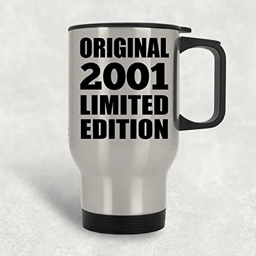 Designsife 22 יום הולדת מקורי 2001 מהדורה מוגבלת, ספל נסיעות כסף 14oz כוס מבודד מפלדת אל חלד, מתנות