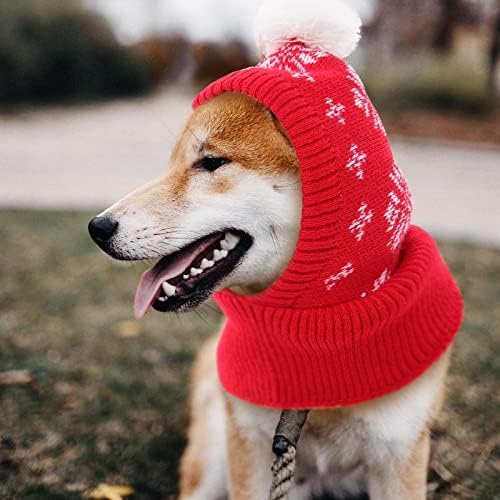 כובע כפה לחג המולד של כלב עם פומפום, כובע חג מולד לחיות מחמד לכלבים/חתולים קטנים/בינוניים/גדולים, כובע חורף לכלב,