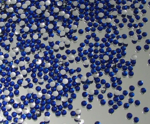 2,500 יחידות אבני חן שרף שטוח עגול 2 ממ מושלם לאמנות ציפורניים-כחול רויאל