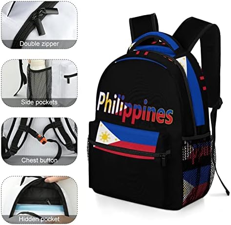 דגל הפיליפינים תרמילי תרמיל אופנה תיק כתף קל משקל קל לכיס רב-כיס לקניות עבודה בבית הספר