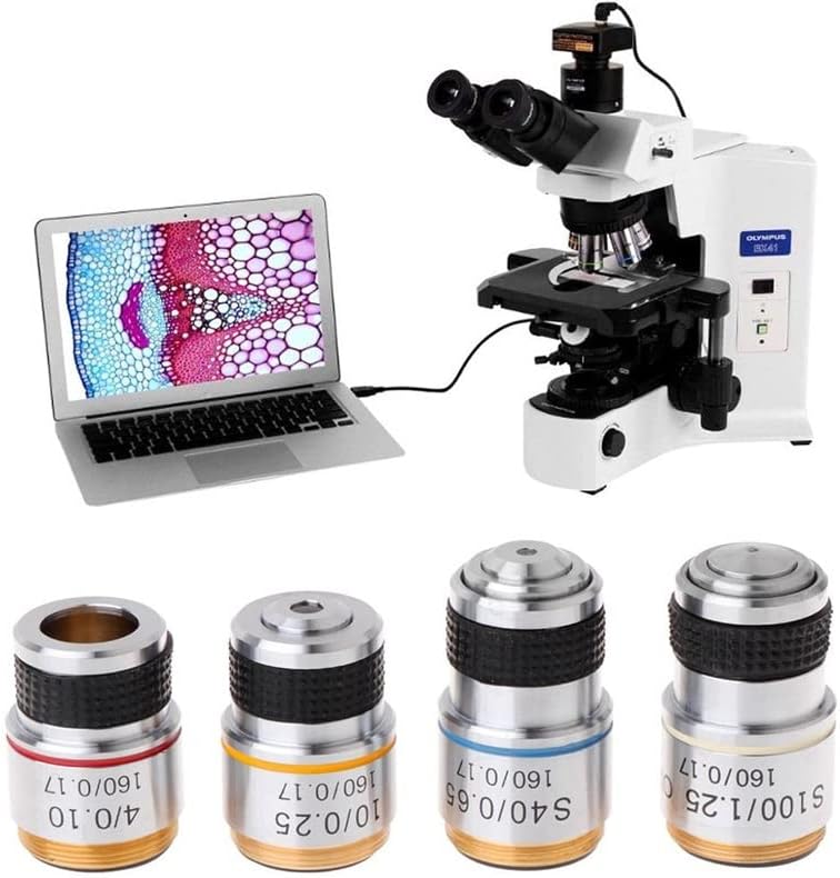 ציוד מיקרוסקופ מעבדה 4 פי 10 פי 40 פי 100 עדשה אובייקטיבית אכרומטית למיקרוסקופ ביולוגי אביזרי מיקרוסקופ