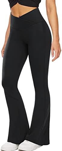 מכנסי טרנינג עם מותניים צולבים של נשים מתלקחות מכנסי טרנינג מותניים גבוהים אימון מזדמן מכנסי יוגה אלגנטיים