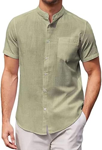 חולצות שמלת גברים אופנה מוצקה שרוול קצר נמתח חולצת חוף נטולת קמטים כפתור מזדמן