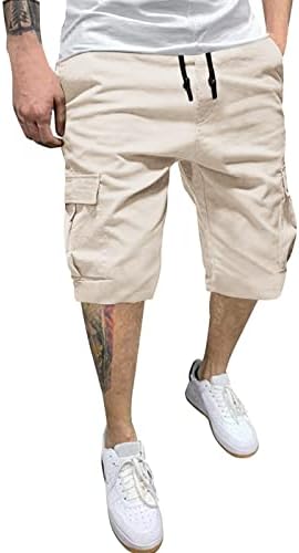 גברים מכנסיים בתוספת גודל זכר קיץ מוצק צבע בתוספת גודל מזדמן כל מכנסיים קצרים אופנתי ארוג מכנסיים מטען עם