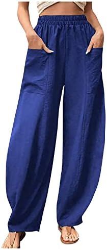 מכנסי טרנינג בסיסין נשים מזדמנות פלוס גודל גודל מותניים אלסטיים מכנסיים קפרי רחב כפתור רגל