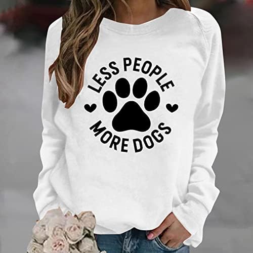 Qtocio פחות אנשים יותר כלבים -סווטשירטים רזים סווטשירטים מצחיקים כלב חמוד סוודר כפה