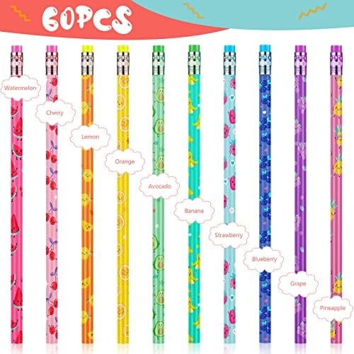 60 יחידות ריחני עפרונות לילדים בעלי החיים פירות ריח גרפיט עפרונות עם 60 יחידות קריקטורה עיפרון טופר חמוד