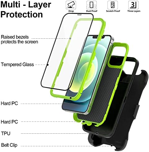 Bypabox iPhone 12 Case & iPhone 12 Pro Case עם Clip Clip Clickstand ו- 2 מגן מסך, טלפון מגן כבד