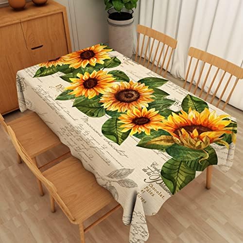 מפת שולחן חמניות לשולחנות מלבן פרח צהוב שולחן פרחים כפרי מכסה 60x84, בית וינטג