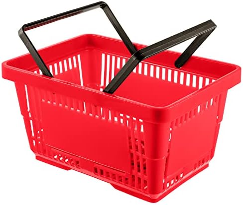 סלי חנות סל קניות 16.9 x 11.8 w/ידית פלסטיק 12 יחידות אחסון אדום וארגון/סלי אחסון ופחים/סלים מיכלים כבדים קופסת