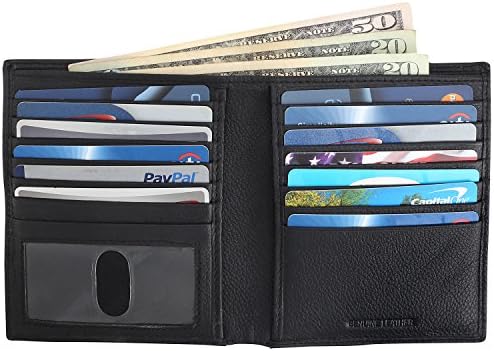 ארנק היפסטר גדול דו-קפל, 13 חריצים לכרטיסי אשראי, שחור…