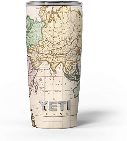 תכנן Skinz מפת האוקיינוס ​​הגדולה של וינטג ' - ערכת עטיפת ויניל מדבקות עור תואמת לכוסות הכוס הקירור של Yeti