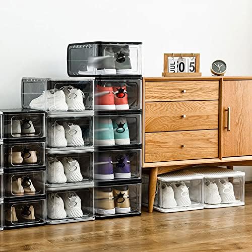 קופסאות אחסון נעליים של ווקליבה, 9 חבילות משודרגות, קופסאות נעליים הניתנות לגיבוב מפלסטיק שקוף עם מכסים, מתאימות
