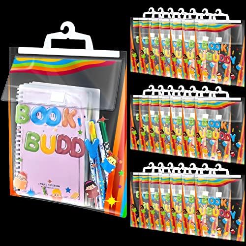 12 יחידות שקיות ספרים לילדים שקיות פלסטיק צבעוניות תלויות שקיות פלסטיק תלויות שקיות אחסון לכיתה, ספרייה,