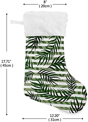 גרבי חג המולד עלים טרופיים לבנים ירוקים ירוקים מפוספסים קטיפה קטיפה חופשת קטיפה חופשה קטיפה אישית