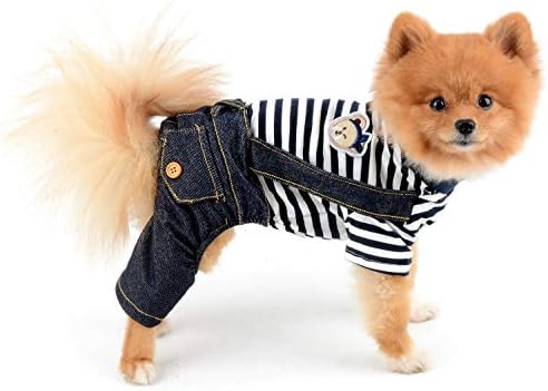 תלבושות של כלבים סלמאי לכלבים קטנים ילד קיץ רצועת אופנה חולצות דוב חולצות ג'ינס מכנסי ביב סרבלים בגדים אחד