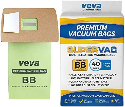 Veva 40 חבילה פרימיום Supervac שקיות ואקום בסגנון BB עבודה עם כל דגמי ואקום כף יד BB180, BB280,