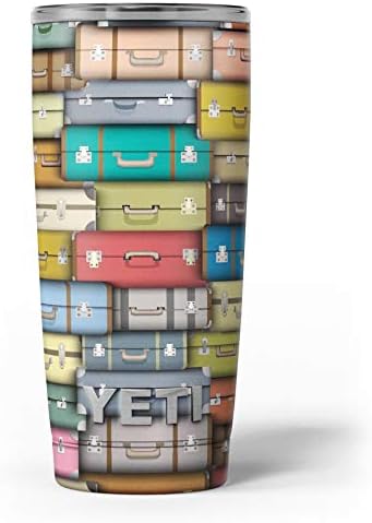 תכנן מזוודות טיול רב -צבעוניות צבעוניות - ערכת עטיפת ויניל מדבקות עור תואמת את כוסות הכוס של Cooler Cooler יותר