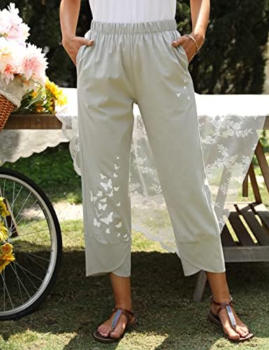 יידארר נשים קיץ פרפר מזדמן הדפס מכנסי רגל רחבים מכנסי טרקלין ספורט רופף בכושר