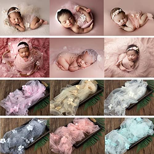 אדרה יילוד צילום אבזרי תינוק פוטושוטים כורכת תינוק תמונה פוזות פרל טול ילדה תחרה שכבות