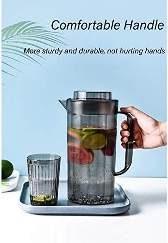 Huangxing - קנקן מים מפלסטיק, כד מים 2000 מל עם מכסה וידית, קנקן מיץ קנקן מים קפה למים חמים/קרים,
