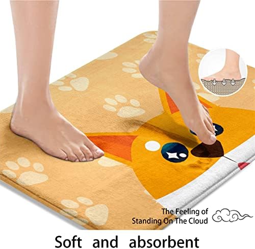 בריטי צהוב קריקטורה אמבטיה שטיח סט של 3, חמוד כלב עם טביעת רגל רקע 3 חתיכות אמבטיה מחצלות סט לאמבטיה,לא