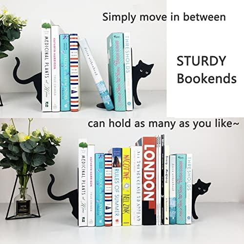 מתכת חתול תומכי ספרים חמוד דקורטיבי, ספר מסתיים למדפים, שולחן עבודה לארגן ספרים כבדים,חתול מאהב מתנות