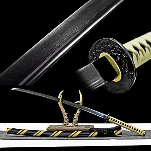 להב שחור בעבודת יד פלדה מקופלת יפנית סמוראית קטנה לוחם חרב