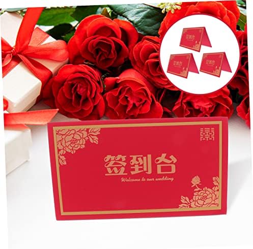 CIIEEEO 3PCS כרטיס נוכחות תפאורה פרחונית תפאורה סינית שלט חתונה שלט חתונה קבלת שולחן קישוט כרטיסי שם חתונה