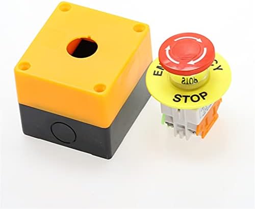 AMSH 1 PCS מעטפת סימן אדום לחצן כפתור כפתור DPST פטריות חירום כפתור AC 660V 10A NO+NC LAY37-11ZS