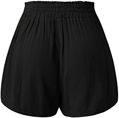 מכנסיים קצרים לנשים לקיץ טרקלין מזדמן נוח בצבע טהור מכנסיים קצרים חוף ים רחבים מכנסיים קצרים במותניים