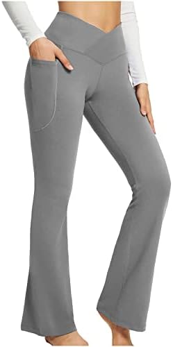 מכנסי Ozmmyan לנשים חותלות במותניים גבוהות מכנסי יוגה אימון אימון אימון קפריס למכנסיים ארוכים בקיץ מזדמנים