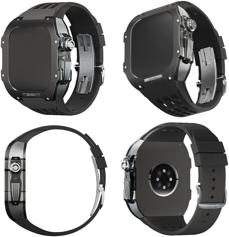 רצועת גומייה של Soumix Titanium עבור Apple Watch Series 7 8 Series החלפת רצועת סיליקון בדרגה גבוהה,