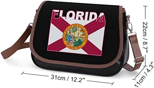 דגל מדינת פלורידה עור בינונית כתף בכתף ​​אופנה שקיות קרוס -גוף מזדמנים עם רצועה