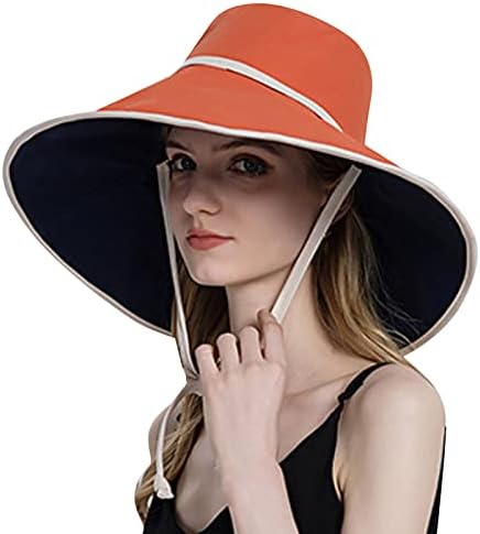 כובעי שמש בקיץ לנשים בצבע אחיד קרם הגנה חיצוני כובע שמש כובע שמש כפול כפול כפול שוליים גדול