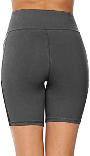 מכנסיים קצרים במותניים בגודל של וווואה פלוס גודל מותניים עם כיסים עם מכנסי יוגה מתיחה מוצקה מכנסי אימון חותלות