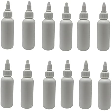 בקבוקי פלסטיק לבנים של קוסמו 2 אונקיות -12 אריזות בקבוק ריק למילוי חוזר-ללא שמנים אתריים - ארומתרפיה / כובעי טוויסט