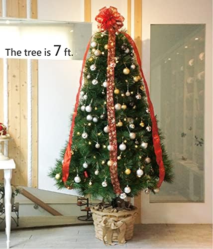 עץ חג המולד טופר קשת - קשת: 11 מ ר. - זנבות: 3 מטרים ארוך כל-אדום פתית שלג