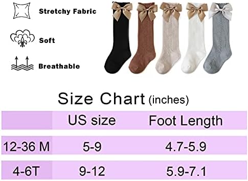 מיני אנג'ל תינוקת ברך גרביים גבוהות 5/6/8 זוגות צינור סרוג פרוע חלול החוצה גרביים ארוכים עם קשת