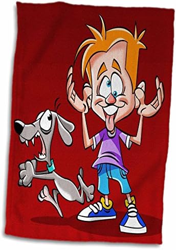 3DROSE EDMOND HOGGE JR - קריקטורות - כלב וילד משחק מצחיק - מגבות
