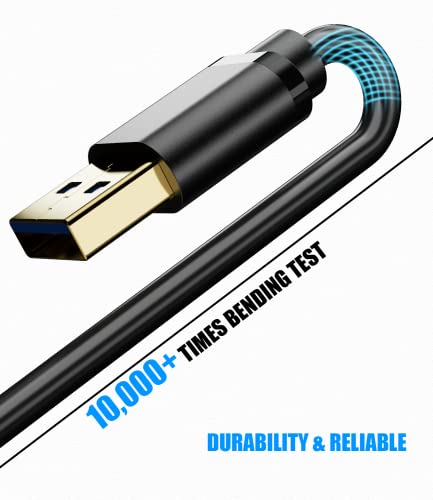 Panpeo USB 3.0 כבל 6.6ft, USB לכבל USB/זכר לזכר כבל USB/מהירות סופר זכר לזכר - תקע מצופה זהב